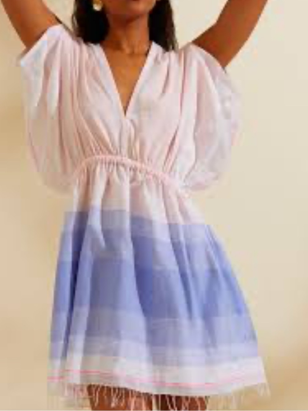LemLem deep plunge V neck beach coverup Casual Summer Dress- has a hole!!
